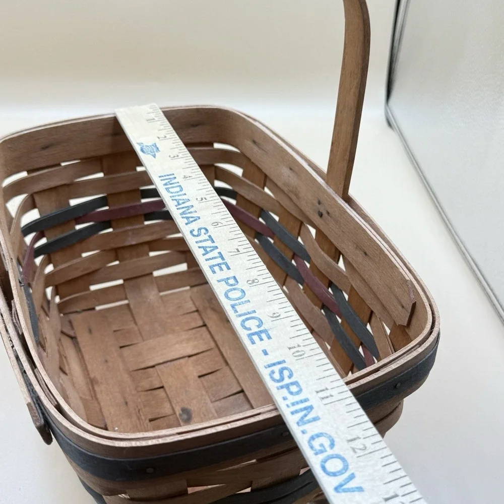 Longaberger 1991 Handwoven Brown Red Green Basket VTG 11